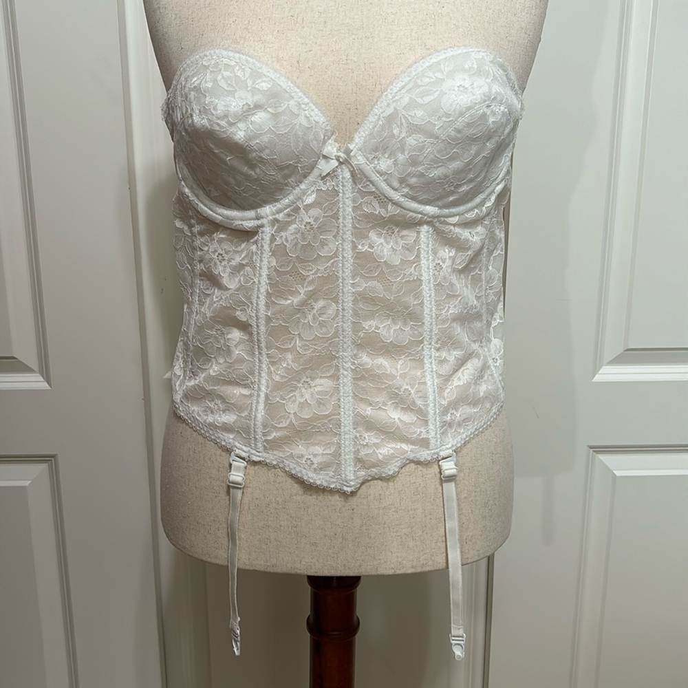 Vintage Underbust corset with stocking holders, steel bones corset lingerie
